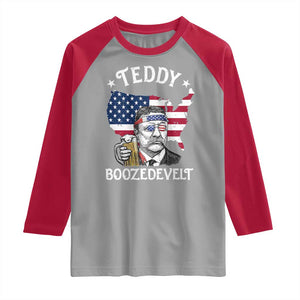Teddy Boozedevelt Theodore Roosevelt Raglan Shirt 4th Of July American Flag TS14 Sport Gray Red Print Your Wear