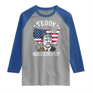 Teddy Boozedevelt Theodore Roosevelt Raglan Shirt 4th Of July American Flag TS14 Sport Gray Royal Print Your Wear