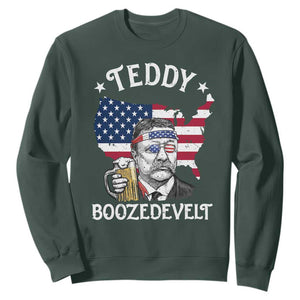 Teddy Boozedevelt Theodore Roosevelt Sweatshirt 4th Of July American Flag TS14 Dark Forest Green Print Your Wear