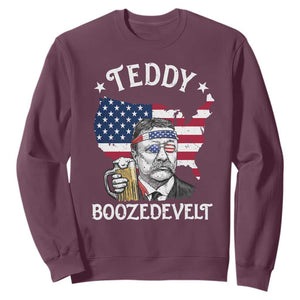 Teddy Boozedevelt Theodore Roosevelt Sweatshirt 4th Of July American Flag TS14 Maroon Print Your Wear