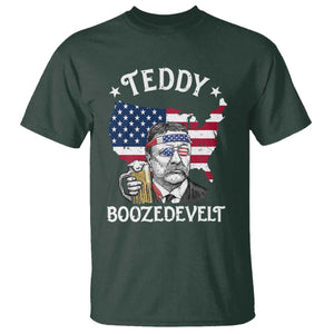 Teddy Boozedevelt Theodore Roosevelt T Shirt 4th Of July American Flag TS14 Dark Forest Green Print Your Wear