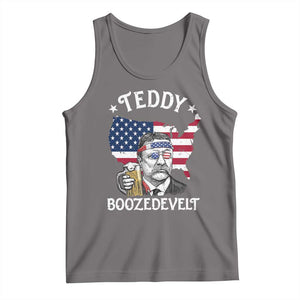 Teddy Boozedevelt Theodore Roosevelt Tank Top 4th Of July American Flag TS14 Deep Heather Print Your Wear