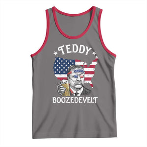 Teddy Boozedevelt Theodore Roosevelt Tank Top 4th Of July American Flag TS14 Deep Heather Red Print Your Wear