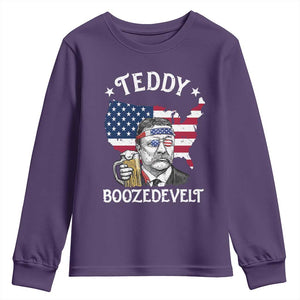 Teddy Boozedevelt Theodore Roosevelt Youth Sweatshirt 4th Of July American Flag TS14 Purple Print Your Wear