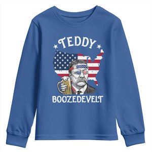 Teddy Boozedevelt Theodore Roosevelt Youth Sweatshirt 4th Of July American Flag TS14 Royal Blue Print Your Wear