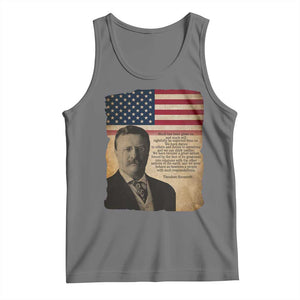 Theodore Roosevelt Quote Tank Top American President History TS14 Black Heather Print Your Wear