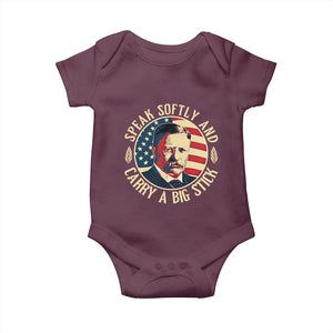 Theodore Roosevelt Quote American President Baby Onesie Speak Softly and Carry a Big Stick TS14 Maroon Print Your Wear
