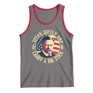 Theodore Roosevelt Quote American President Tank Top Speak Softly and Carry a Big Stick TS14 Deep Heather Red Print Your Wear