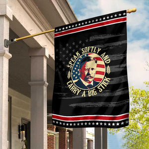 Theodore Roosevelt Quote American President Garden Flag Speak Softly and Carry a Big Stick TS14 Distressed Black Red Print Your Wear