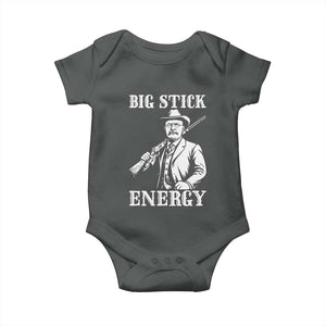 Funny Teddy Roosevelt Baby Onesie Big Stick Energy President TS14 Dark Heather Print Your Wear