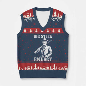 Funny Teddy Roosevelt V-Neck Knit Sweater Vest Big Stick Energy President TS14 Navy Red Print Your Wear