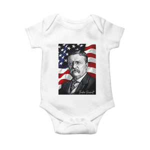 Theodore Roosevelt Patriotic American Flag President Baby Onesie TS14 White Print Your Wear