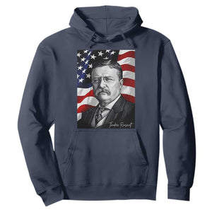 Theodore Roosevelt Patriotic American Flag President Hoodie TS14 Navy Print Your Wear