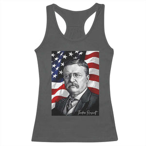 Theodore Roosevelt Patriotic American Flag President Racerback Tank Top TS14 Dark Heather Print Your Wear