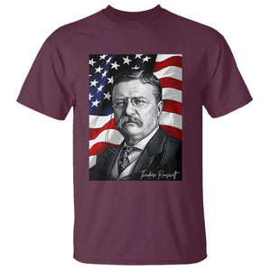 Theodore Roosevelt Patriotic American Flag President T Shirt TS14 Maroon Print Your Wear