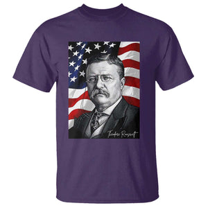 Theodore Roosevelt Patriotic American Flag President T Shirt TS14 Purple Print Your Wear