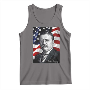 Theodore Roosevelt Patriotic American Flag President Tank Top TS14 Deep Heather Print Your Wear