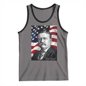 Theodore Roosevelt Patriotic American Flag President Tank Top TS14 Deep Heather Black Print Your Wear