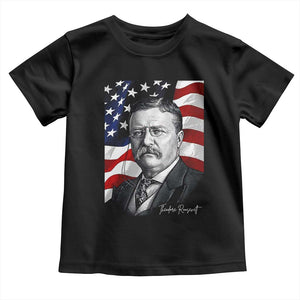 Theodore Roosevelt Patriotic American Flag President Toddler T Shirt TS14 Black Print Your Wear