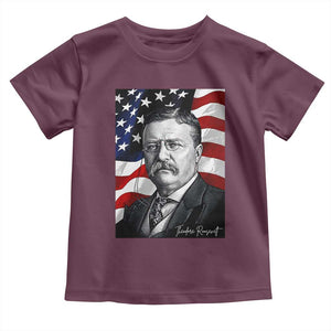 Theodore Roosevelt Patriotic American Flag President Toddler T Shirt TS14 Maroon Print Your Wear