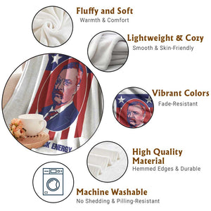 Theodore Roosevelt Patriotic American Flag Throw Blanket Big Stick Energy President TS14 Print Your Wear
