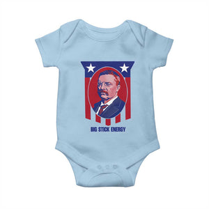 Theodore Roosevelt Patriotic American Flag Baby Onesie Big Stick Energy President TS14 Light Blue Print Your Wear