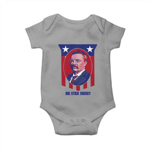 Theodore Roosevelt Patriotic American Flag Baby Onesie Big Stick Energy President TS14 Sport Gray Print Your Wear