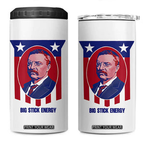 Theodore Roosevelt Patriotic American Flag 4 in 1 Can Cooler Tumbler Big Stick Energy President TS14 One Size: 16 oz White Print Your Wear