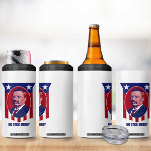 Theodore Roosevelt Patriotic American Flag 4 in 1 Can Cooler Tumbler Big Stick Energy President TS14 Print Your Wear