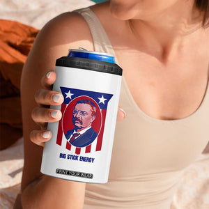 Theodore Roosevelt Patriotic American Flag 4 in 1 Can Cooler Tumbler Big Stick Energy President TS14 Print Your Wear