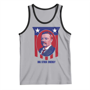 Theodore Roosevelt Patriotic American Flag Tank Top Big Stick Energy President TS14 Athletic Heather Black Print Your Wear
