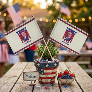 Theodore Roosevelt American Flag Patriotic Handheld Flag Big Stick Energy President TS14 Modern 8.2" × 5.5" Beige Red Print Your Wear