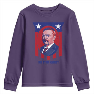 Theodore Roosevelt Patriotic American Flag Youth Sweatshirt Big Stick Energy President TS14 Purple Print Your Wear