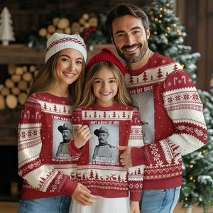 Theodore Roosevelt Quote Ugly Christmas Sweater I Don't Always Get Shot But When I Do TS14 Red Beige Print Your Wear