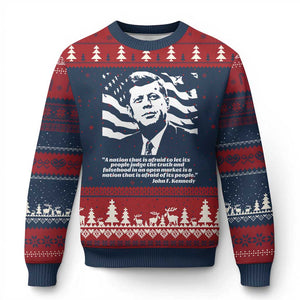 Theodore Roosevelt Quote Ugly Christmas Sweater Patriotic American Flag Presidents Day TS14 Navy Red Print Your Wear