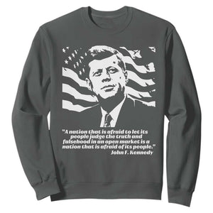 Theodore Roosevelt Quote Sweatshirt Patriotic American Flag Presidents Day TS14 Dark Heather Print Your Wear