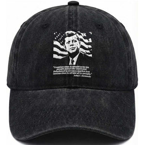 Theodore Roosevelt Quote Washed Cotton Baseball Cap Patriotic American Flag Presidents Day TS14 Washed Cap Universal Fit Black Print Your Wear