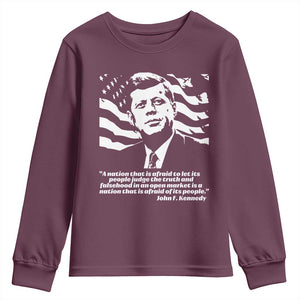 Theodore Roosevelt Quote Youth Sweatshirt Patriotic American Flag Presidents Day TS14 Maroon Print Your Wear