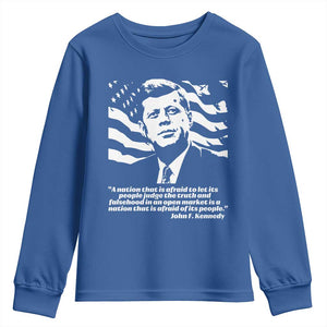 Theodore Roosevelt Quote Youth Sweatshirt Patriotic American Flag Presidents Day TS14 Royal Blue Print Your Wear
