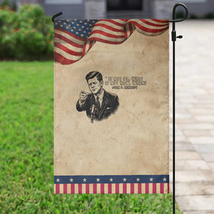 John F. Kennedy President Quote Garden Flag If Not Us Who If Not Now When TS14 Vintage Rustic Tan Navy Print Your Wear