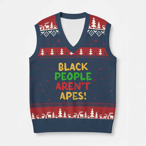 Black People Aren't Apes V-Neck Knit Sweater Vest Anti Racist Protest TS14 Navy Red Print Your Wear