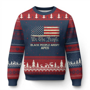 Black People Aren't Apes Ugly Christmas Sweater We The People Anti Racist Protest TS14 Navy Red Print Your Wear