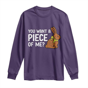 You Want A Piece Of Me Long Sleeve Shirt Funny Easter Chocolate Bunny TS14 Purple Print Your Wear