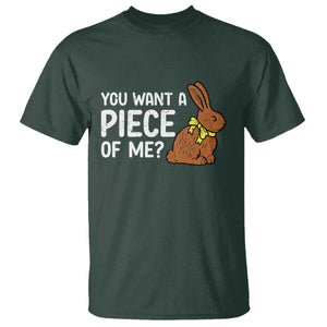 You Want A Piece Of Me T Shirt Funny Easter Chocolate Bunny TS14 Dark Forest Green Print Your Wear