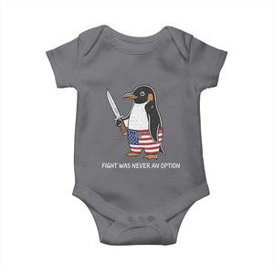 Flight was Never an Option Baby Onesie Funny Penguin Knife Sarcastic American Flag