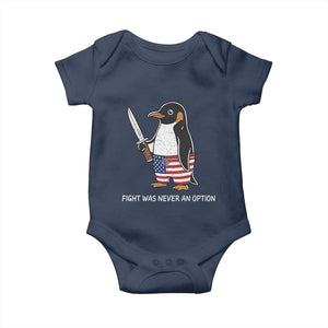 Flight was Never an Option Baby Onesie Funny Penguin Knife Sarcastic American Flag