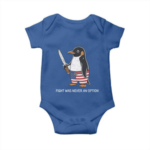 Flight was Never an Option Baby Onesie Funny Penguin Knife Sarcastic American Flag