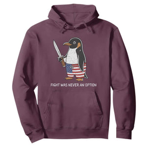 Flight was Never an Option Hoodie Funny Penguin Knife Sarcastic American Flag
