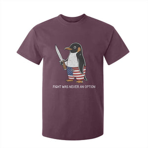 Flight was Never an Option T Shirt For Kid Funny Penguin Knife Sarcastic American Flag