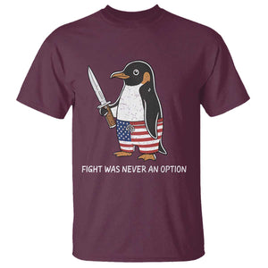 Flight was Never an Option T Shirt Funny Penguin Knife Sarcastic American Flag